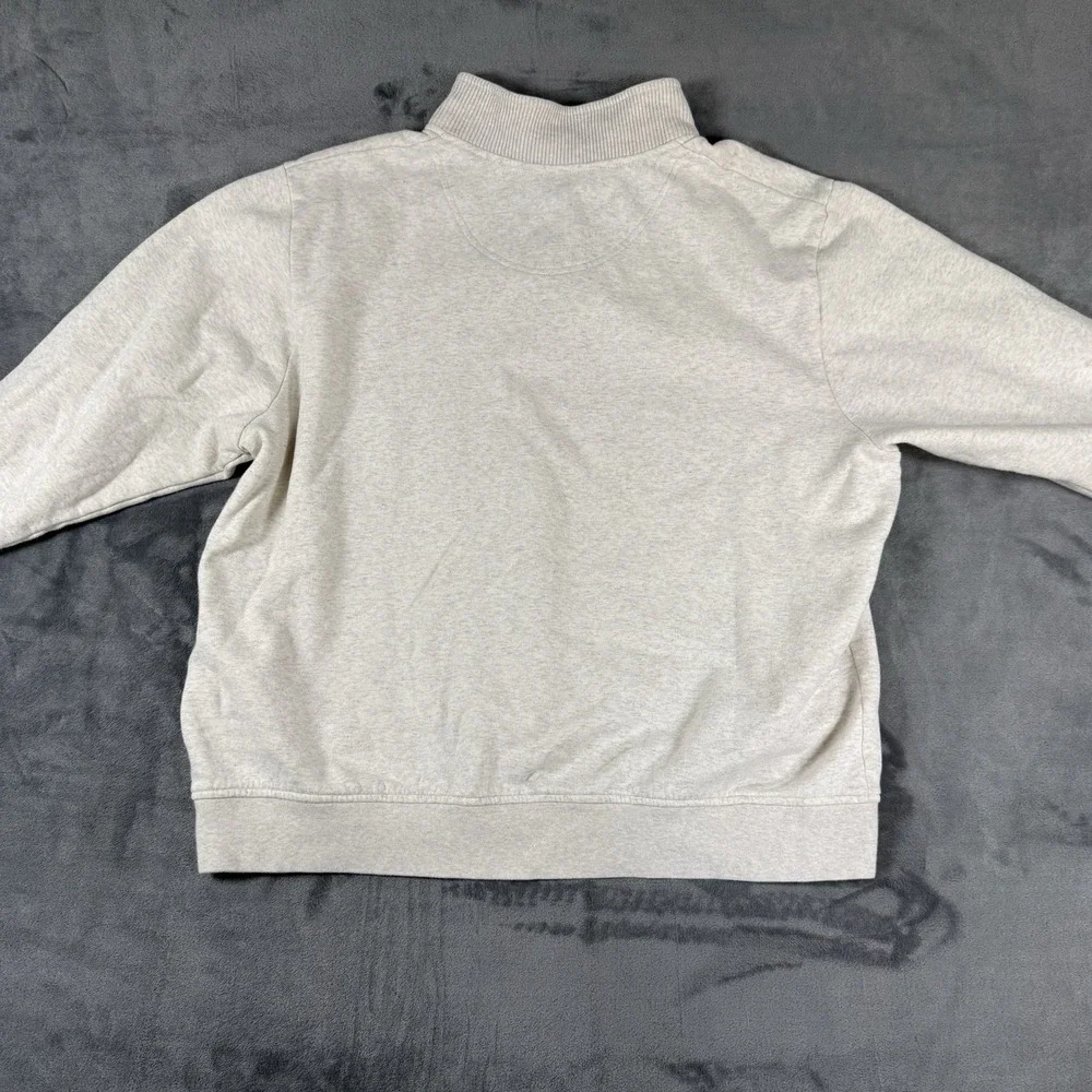 Orvis Mens Quarter Zip Sweatshirt Oatmeal Heather‎ Fly Fishing Logo 2XL